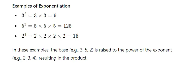 Examples of Exponentiation